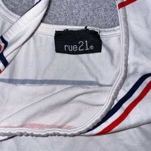 Rue21 White Tank with Red and Blue Accents